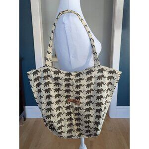 Bill Brown London Lucy Elephant Cotton Zippered Tote Shopping Bag